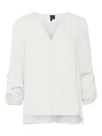 Bluzki damskie - bestseller a/s Damska bluzka Vmwilma z dekoltem w serek Fold-up Top Noos, Snow White, M - miniaturka - grafika 1