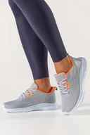 Sneakersy damskie - Szare sneakersy damskie buty sportowe na fitness elastyczna biała podeszwa pomarańczowe wstawki sznurowane Casu HL22122-5-39 - miniaturka - grafika 1