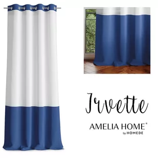 Biało-niebieska zasłona AmeliaHome Irvelette Eyelets, 140x250 cm - Firany - miniaturka - grafika 1