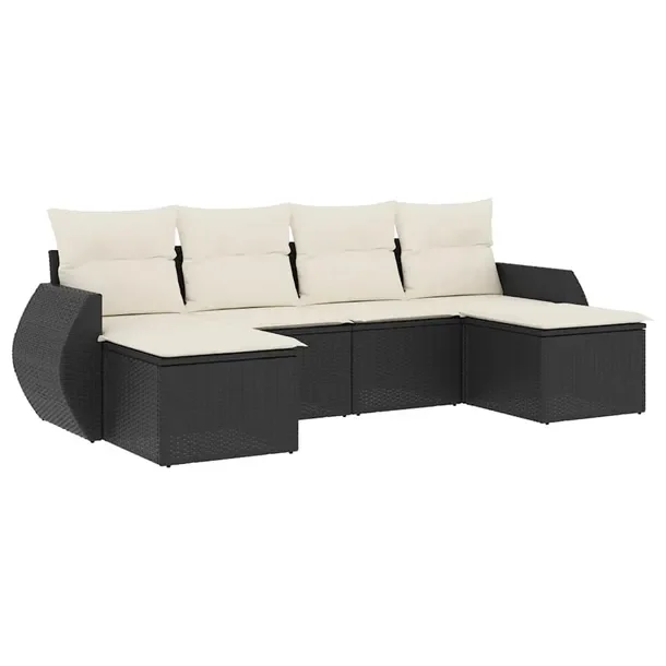 Zestaw wypoczynkowy rattan PE 6-el. czarny 71x62x69 cm