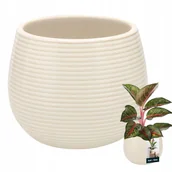 Donice - DONICA OSŁONKA DONICZKA OKRĄGŁA CERAMICZNA 12cm RYFLOWANA NA KWIATY ROŚLINY - miniaturka - grafika 1