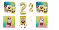 Dekoracje i nakrycia stołu na imprezę - Zestaw 2 Urodziny Spongebob Patryk Balony Talerzyki Kubki Serwetki - miniaturka - grafika 1