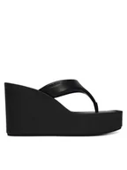 Klapki i japonki damskie - Calvin Klein Japonki Wedge 70 Sndl Thong Lth HW0HW02880 Czarny - miniaturka - grafika 1