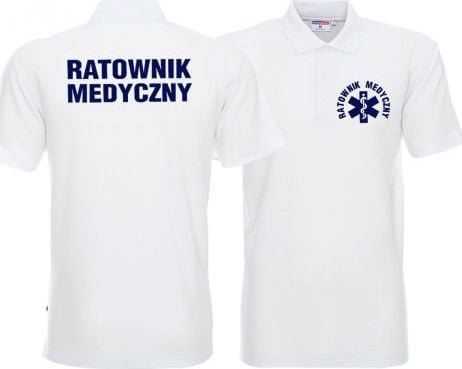 Promostars LPP - Koszulka Polo męska RATOWNIK MEDYCZNY biała