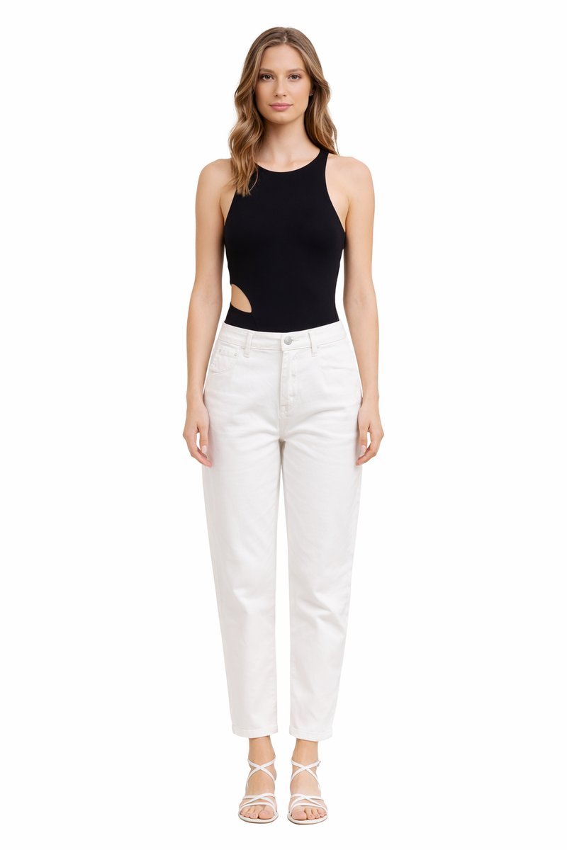 PATRIZIA PEPE CZARNE BODY Z WYCIĘCIAMI NA BOKACH BEZ RĘKAWÓW 38 I4A