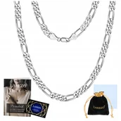 Naszyjniki męskie - Łańcuszek Srebrny Męski Splot Figaro 55 cm Pełny Mocny Włoski Łańcuch 4 mm - LAREZO - miniaturka - grafika 1