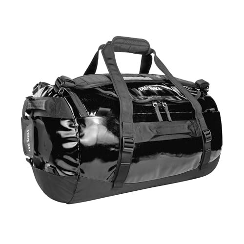 Tatonka Barrel 45 l - wodoodporna torba podróżna z funkcją plecaka, dużym otworem, wyściełanym dnem i zamykanym zamkiem błyskawicznym, czarny, 45 Liter, Wytrzymała torba podróżna z chowanymi paskami