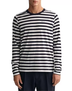 GANT Męski t-shirt w paski LS, Evening Blue, standardowy, niebieski (Evening Blue), M - Koszulki męskie - miniaturka - grafika 1