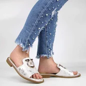 Klapki i japonki damskie - S.Barski KV27-032 buty damskie klapki eleganckie skórzane - miniaturka - grafika 1