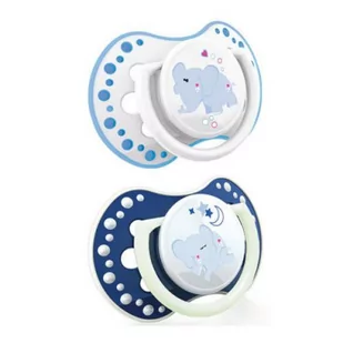Canpol babies LOVI dynamiczny silikonowy smoczek uspokajający Night&Day Boy Elephant 6-18 m 22/811 x 2 szt - Kubki dla dzieci - miniaturka - grafika 1