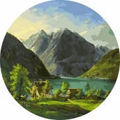 Kolorowanki, wyklejanki - Malowanie po numerach okrągłe - Krajobraz jeziora - miniaturka - grafika 1