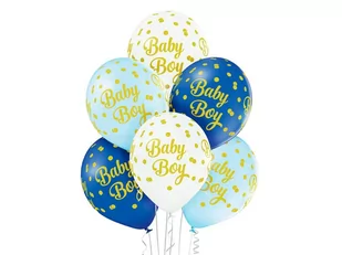BELBAL Balony &quot;Baby Boy Kropki&quot; pastel mix BELBAL 12&quot; 6 szt BB5000216 - Baby shower i roczek - miniaturka - grafika 1