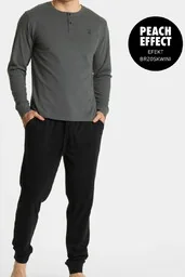 Bawełniana piżama męska Atlantic NMP-360/01 jasne khaki - Piżamy męskie - miniaturka - grafika 1
