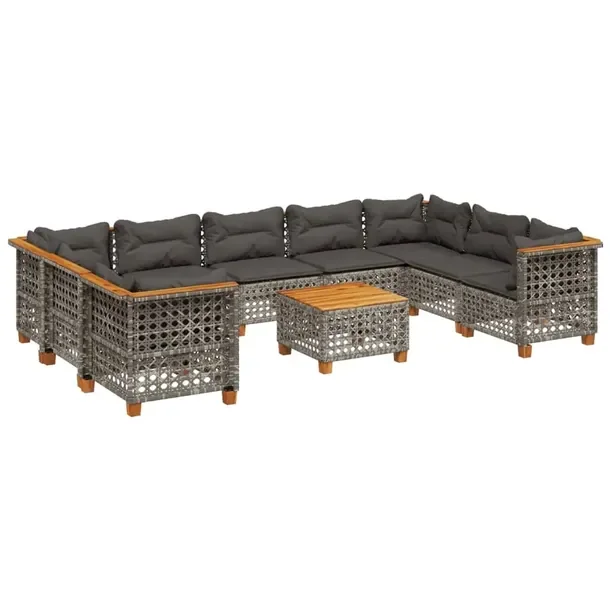 Zestaw mebli ogrodowych modułowych szary rattan PE 63,5 x 63,5 x 62 cm