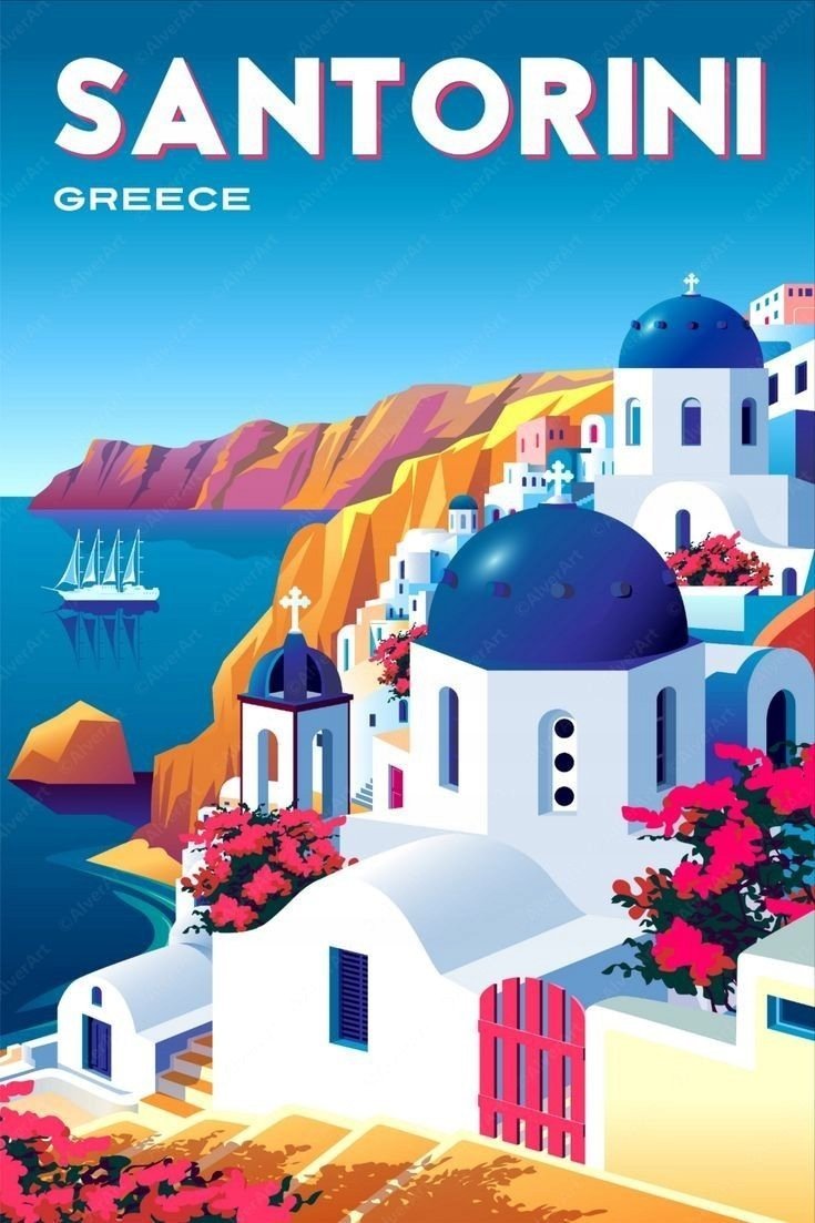 PODKŁADKA POD MYSZ Z Nadrukiem 22x18 cm Santorini Grecja Tekst Prezent