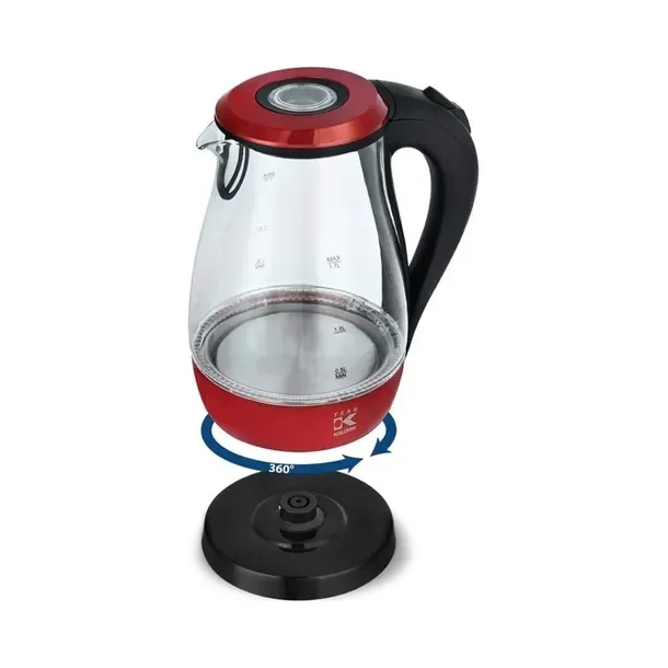 Czajnik elektryczny Kalorik JK 1042 AQUA GLASS 2000 W 1,7 l czerwony