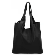 Torebki damskie - Włoska Torebka Skórzana Shopper bag z Kosmetyczką 165 Czarna - miniaturka - grafika 1