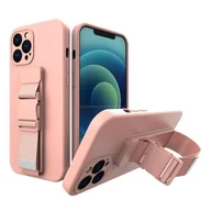 Etui i futerały do telefonów - hurtel Rope Case silikonowe etui ze smyczą torebka smycz pasek do Samsung Galaxy S21 FE różowy - miniaturka - grafika 1