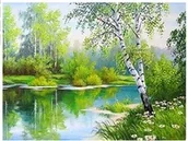 Malowanie po numerach - Norimpex Malowanie po numerach Jezioro w wiosennym lesie - miniaturka - grafika 1