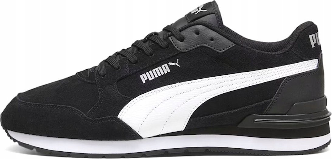 Sneakersy zamszowe unisex ST Runner v4 PUMA Black White Silver Metallic