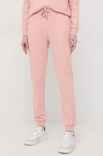 Spodnie damskie - Armani Exchange spodnie dresowe kolor różowy gładkie - grafika 1