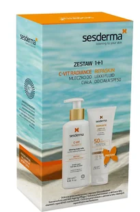 Sesderma Zestaw Dermokosmetyków, C-Vit Radiance Mleczko + Repaskin Light Fluid SPF50 - Zestawy kosmetyków damskich - miniaturka - grafika 1