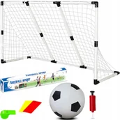Piłka nożna - 2 x Bramka Piłkarska dla DZIECI SIATKA 182x88cm Przenośna KARTKI PIŁKA MATA - miniaturka - grafika 1