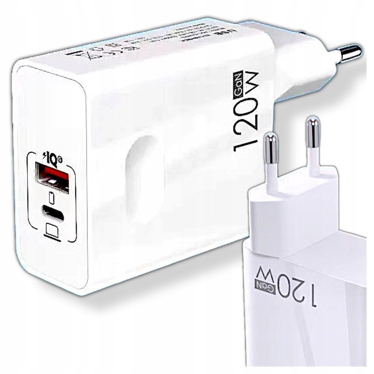 SZYBKA ŁADOWARKA SIECIOWAUSB / USB-C 120W QC PD GAN WTYCZKA DO TELEFONU