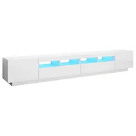 Szafki RTV - vidaXL Lumarko Szafka TV z oświetleniem LED, biała z połyskiem, 260x35x40 cm 3081921 - miniaturka - grafika 1
