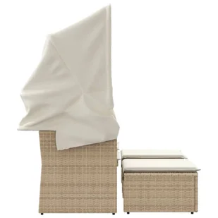 2-osobowa sofa ogrodowa z zadaszeniem i stołkami, beżowa, rattan PE Lumarko! - Sofy ogrodowe - miniaturka - grafika 6