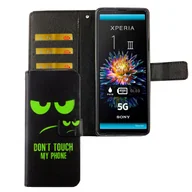 Etui i futerały do telefonów - Etui na telefon komórkowy Sony Xperia 1 III z klapką i kieszenią na kartę, kolor: Dont Touch My Phone Green - miniaturka - grafika 1
