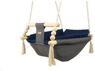 Leżaczki i huśtawki - Leżaczek bujak bujaczek hamak hamaczek huśtawka kołyska z kołderką (szary, granatowy) - miniaturka - grafika 1