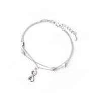 Bransoletki - Srebrna Double Bransoletka 925 Nieskończoność Serc - miniaturka - grafika 1