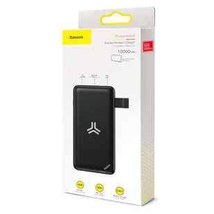 Baseus S10 power bank 10000mAh 18W bezprzewodowa ładowarka Qi 10W USB / USB Typ C PowerDelivery QC3.0 czarny (PPS10-01) - Ładowarki do telefonów - miniaturka - grafika 16