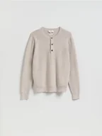 Swetry męskie - Reserved - Sweter z dodatkiem wełny - beżowy - miniaturka - grafika 1