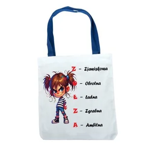 Torba na ramię uchwyt niebieski, zabawny tekst, Mi 014 - Torebki damskie Torba na ramię uchwyt niebieski, zabawny tekst, Mi 014 - Torebki damskie - miniaturka - grafika 1