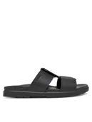 Klapki i japonki męskie - Calvin Klein Klapki Lug Sandal Double T Lth HM0HM01734 Czarny - miniaturka - grafika 1