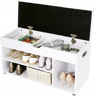 Biała Szafka Na Buty Z Ławką, Półkami I Schowkiem - Szafki na buty - miniaturka - grafika 1