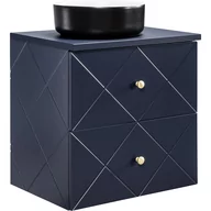 Szafki łazienkowe - Szafka Łazienkowa Wisząca z Blatem i Umywalką Nablatową 82-60-C Elegance Blue Comad Wave Blue - miniaturka - grafika 1