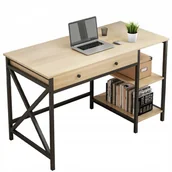 Biurka - Biurko komputerowe loft industrialne jasny dąb - miniaturka - grafika 1
