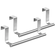 Wieszaki łazienkowe - Wieszak na ręczniki nad drzwi, bez konieczności wiercenia, do kuchni, łazienki i szafy, 23 cm, 2 sztuki (srebrny) - miniaturka - grafika 1