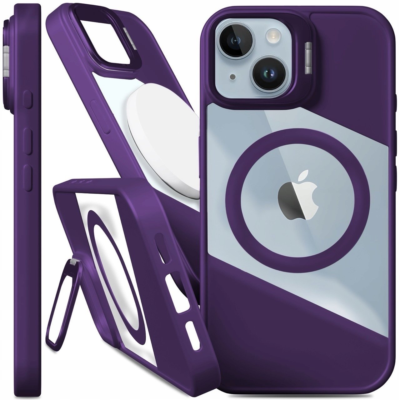 Etui Do Magsafe Do Apple iPhone 14 Fusion, Fioletowe, Clear, Podstawka
