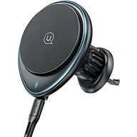 Ładowarki do telefonów - USAMS Uchwyt indukcyjny US-CD222 15W do kratki went. czarny/black CD222ZJ01 - miniaturka - grafika 1