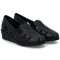 Mokasyny damskie - Mokasyny damskie z wycięciami Rieker L5358-00 BLACK R.37 - miniaturka - grafika 1