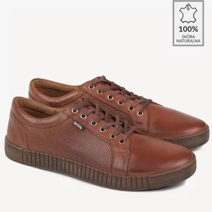 Skórzane buty casualowe Fabrizio brązowe - BRILU - Półbuty męskie - miniaturka - grafika 1