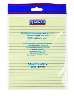 Donau Bloczek samop. , 150x203mm, w linię, 1x50 75gsm, żółty 7596001PL-99 - Etykiety samoprzylepne i bloki etykiet - miniaturka - grafika 1