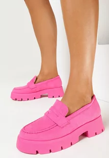 Fuksjowe Mokasyny na Grubej Podeszwie Samil - Mokasyny damskie - miniaturka - grafika 1