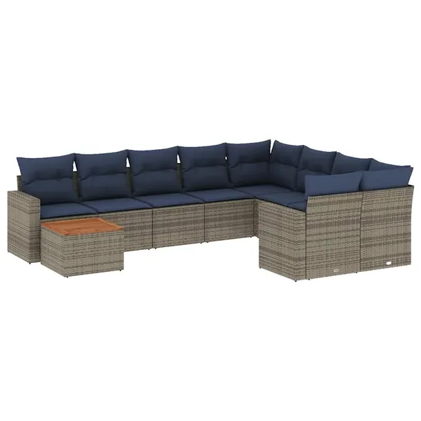 Zestaw mebli ogrodowych modułowych szary rattan PE z poduszkami 62 x 62 x