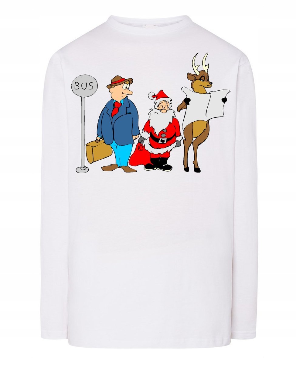 Longsleeve męski nadruk Śmieszny Mikołaj Rozm.XL