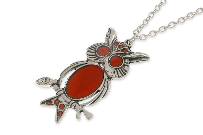 Naszyjnik Wiśniowa Sowa Retro